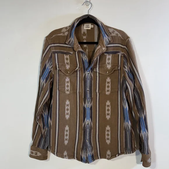 Flint and Tinder Long Sleeve Saddle Blanket Shirt Men's XL Brown Blue Southwest - Picture 2 of 12